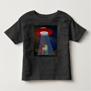 Unicorn onder UFO-regenboogstraal bij nacht, ZKoA Kinder Shirts