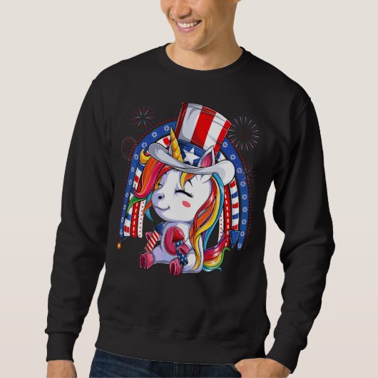 Unicorn oom Sam Pet ons vlag op 4 juli K Trui (Voorkant)