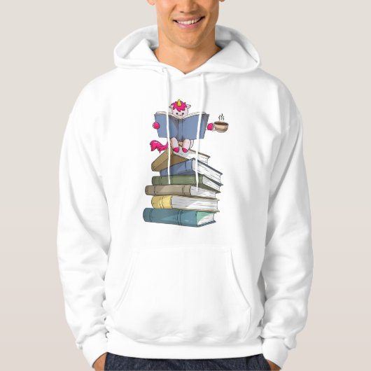 Unicorn op Boeken Drink Koffie Unicor Hoodie (Voorkant)