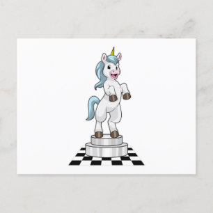 Unicorn op Chess als Chess-stukje Knight Briefkaart