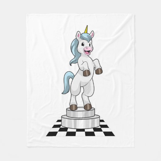 Unicorn op Chess als Chess-stukje Knight Fleece Deken (Voorkant)
