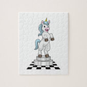 Unicorn op Chess als Chess-stukje Knight Legpuzzel (Verticaal)