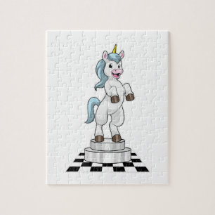 Unicorn op Chess als Chess-stukje Knight Legpuzzel