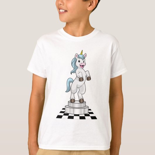 Unicorn op Chess als Chess-stukje Knight T-shirt (Voorkant)
