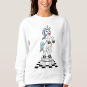 Unicorn op Chess als Chess-stukje Knight Trui (Voorkant)