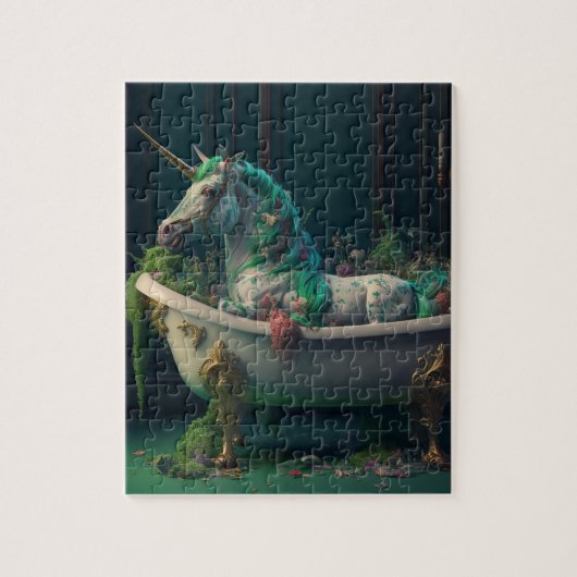 Unicorn op de buis, vol Planten Legpuzzel (Verticaal)
