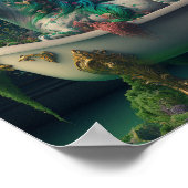 Unicorn op de buis, vol Planten Poster (Hoek)