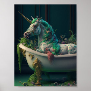 Unicorn op de buis, vol Planten Poster