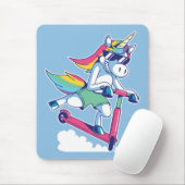 Unicorn op een scooter muismat (Met muis)