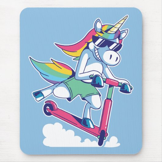Unicorn op een scooter muismat (Voorkant)