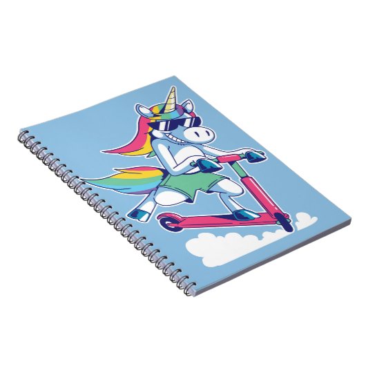 Unicorn op een scooter notitieboek (Rechterzijde)