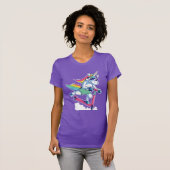 Unicorn op een scooter t-shirt (Voorkant volledig)