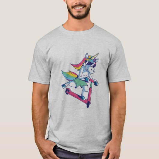 Unicorn op een scooter t-shirt (Voorkant)