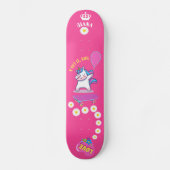 Unicorn op skateboard met persoonlijke onderschrif (Voorkant)