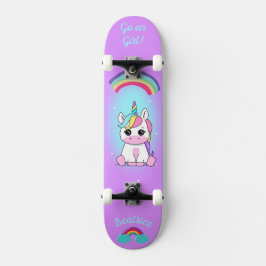 Unicorn op skateboard met persoonlijke onderschrif