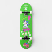 Unicorn op skateboard met persoonlijke onderschrif (Voorkant)