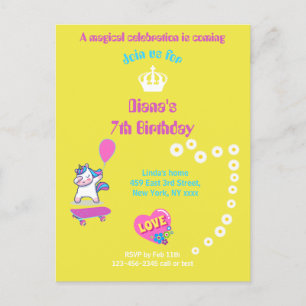 Unicorn op skateboard met persoonlijke onderschrif briefkaart