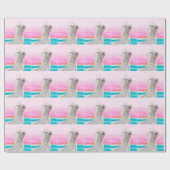 Unicorn op strandpakpapier cadeaupapier (Vlak)