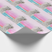 Unicorn op strandpakpapier cadeaupapier (Hoek)