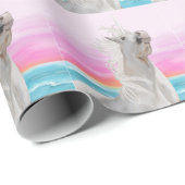 Unicorn op strandpakpapier cadeaupapier (Rol Hoek)