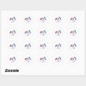 Unicorn op wolken ronde sticker (Vel)