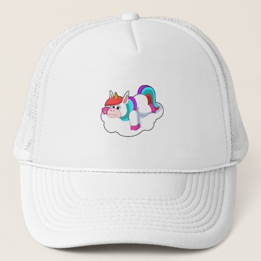 Unicorn op wolken trucker pet (Voorkant)