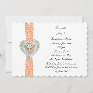 Unicorn Oranje Lace Bachelorette Party Invitation Kaart