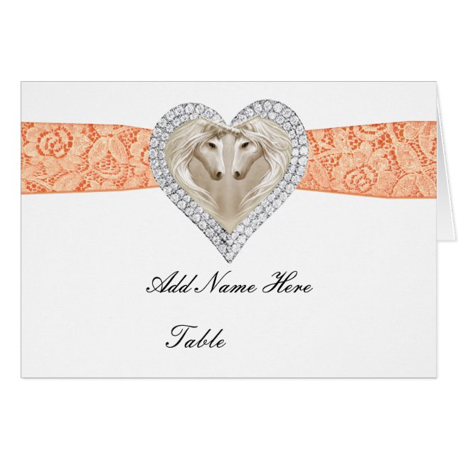 Unicorn Oranje Lace Table Place Card (Voorkant Horizontaal)