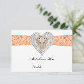 Unicorn Oranje Lace Table Place Card Kaart (Staand voorkant)