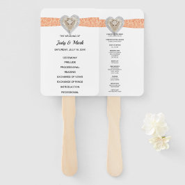 Unicorn Oranje Lace Wedding Program Fans Handwaaier