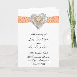 Unicorn Oranje Lace Wedding Program Kaart