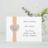 Unicorn Oranje Lace Wedding Reception Kaart (Staand voorkant)