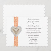 Unicorn Oranje Lace Wedding Uitnodiging (Voorkant / Achterkant)