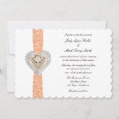 Unicorn Oranje Lace Wedding Uitnodiging (Voorkant)