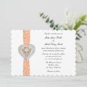 Unicorn Oranje Lace Wedding Uitnodiging (Staand voorkant)