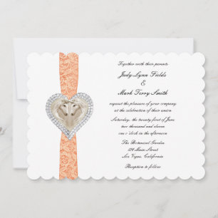 Unicorn Oranje Lace Wedding Uitnodiging