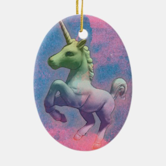 Unicorn Ornament - Oval (Cupcake Pink) (Achterkant)