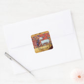UNICORN OUD BROWN PARCHMENT VIERKANTE STICKER (Envelop)