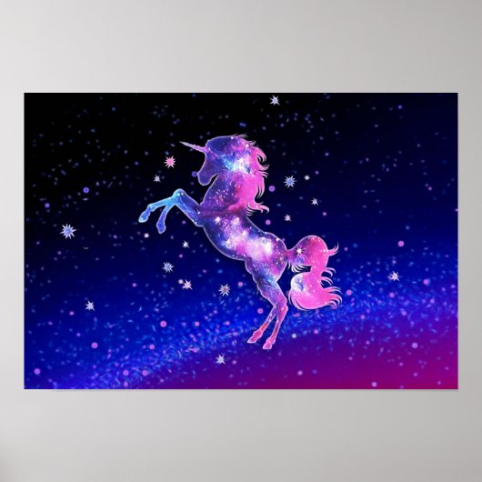 Unicorn outer space galaxy universe stars poster (Voorkant)