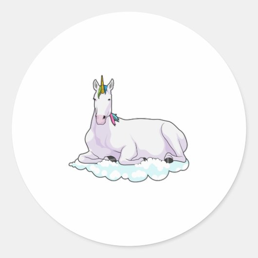 Unicorn over cloud ronde sticker (Voorkant)