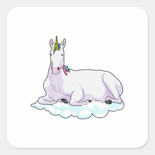 Unicorn over cloud vierkante sticker (Voorkant)