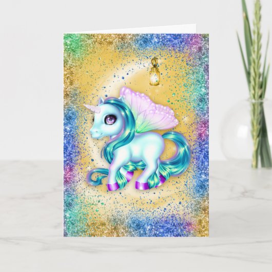 Unicorn over de gemene dag kaart (Voorkant)