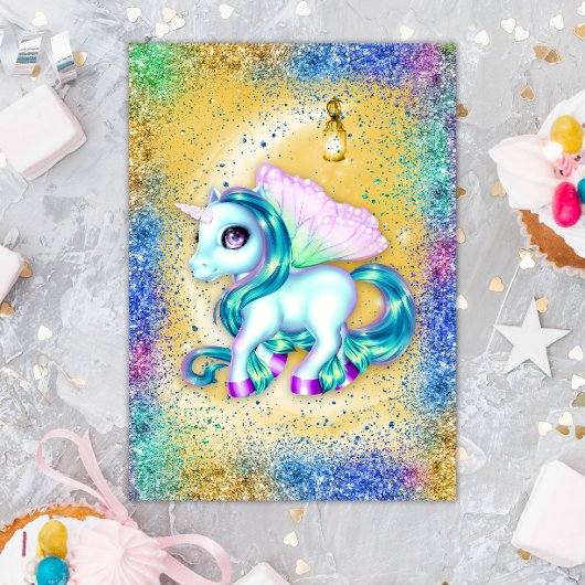 Unicorn over de gemene dag kaart
