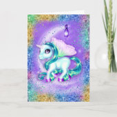 Unicorn over de Paarse Kaart van Moon Birthday (Voorkant)