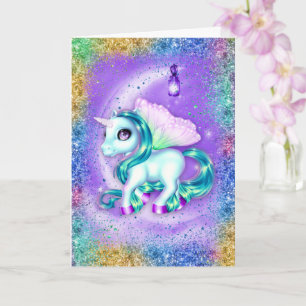Unicorn over de Paarse Kaart van Moon Birthday