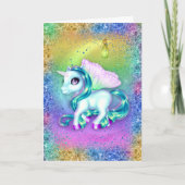 Unicorn over de zondag van de regenboog kaart (Voorkant)