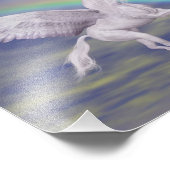 Unicorn over regenboogdromen Inspirerend Foto Afdruk (Hoek)