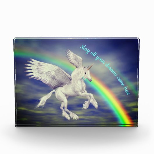 Unicorn over regenboogdromen Inspirerend Fotoblokken (Voorkant)