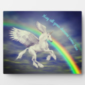 Unicorn over regenboogdromen Inspirerend Fotoplaat (Voorkant)