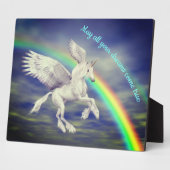 Unicorn over regenboogdromen Inspirerend Fotoplaat (Zijkant)